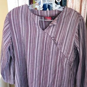 Sherpa Adventure Gear Organic Cotton 3/4 Sleeve Tunic Top Pullover Shirt Women M